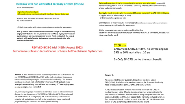 Stable CAD-2: Questions, Summary, INOCA
